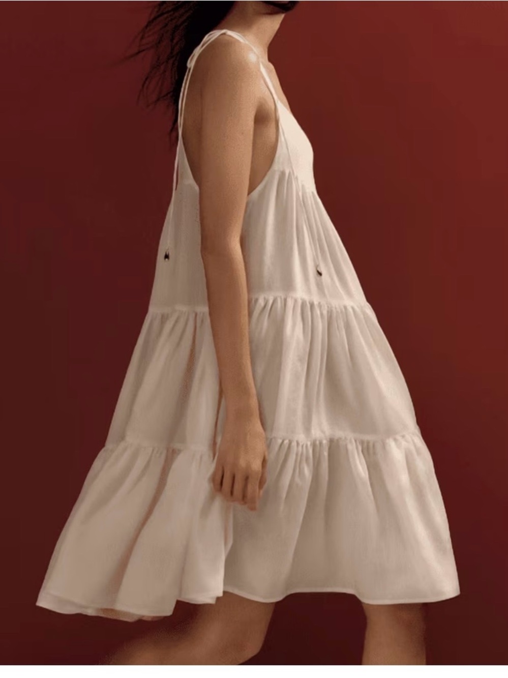 Scoops Cream Tiered Spaghetti Strap Dress / Effortless Chic
